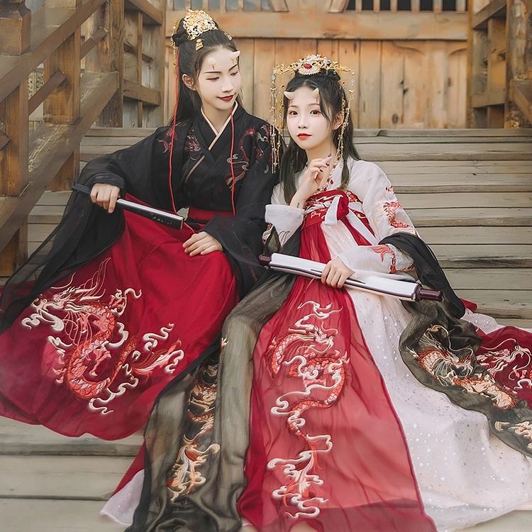 Hanfu female student ancient costume domineering long-sleeved style over fairy dress Chinese style d