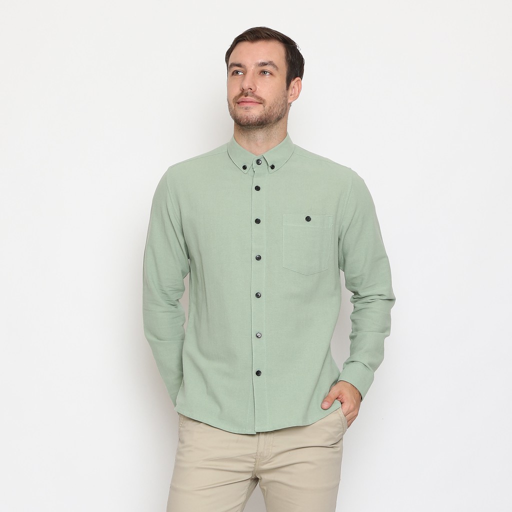 

17Seven Original Kemeja Polos Pria Lengan Panjang 0155-GREEN