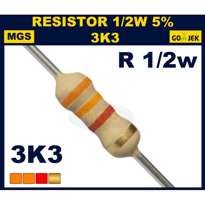 Resistor 1/2w 3K3 5% 500PCS