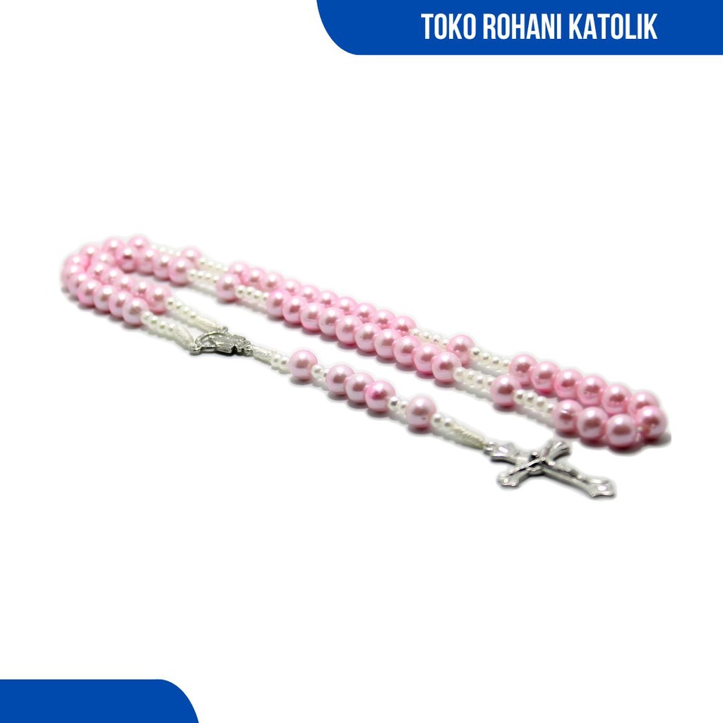 ROSARIO MUTIARA SINTETIS (PINK)/ ROSARIO KALUNG PAREL / ROSARIO KATOLIK / SALIB ROSARIO / KALUNG PRIA WANITA / KALUNG ROHANI / ROSARIO CANTIK / KONTAS