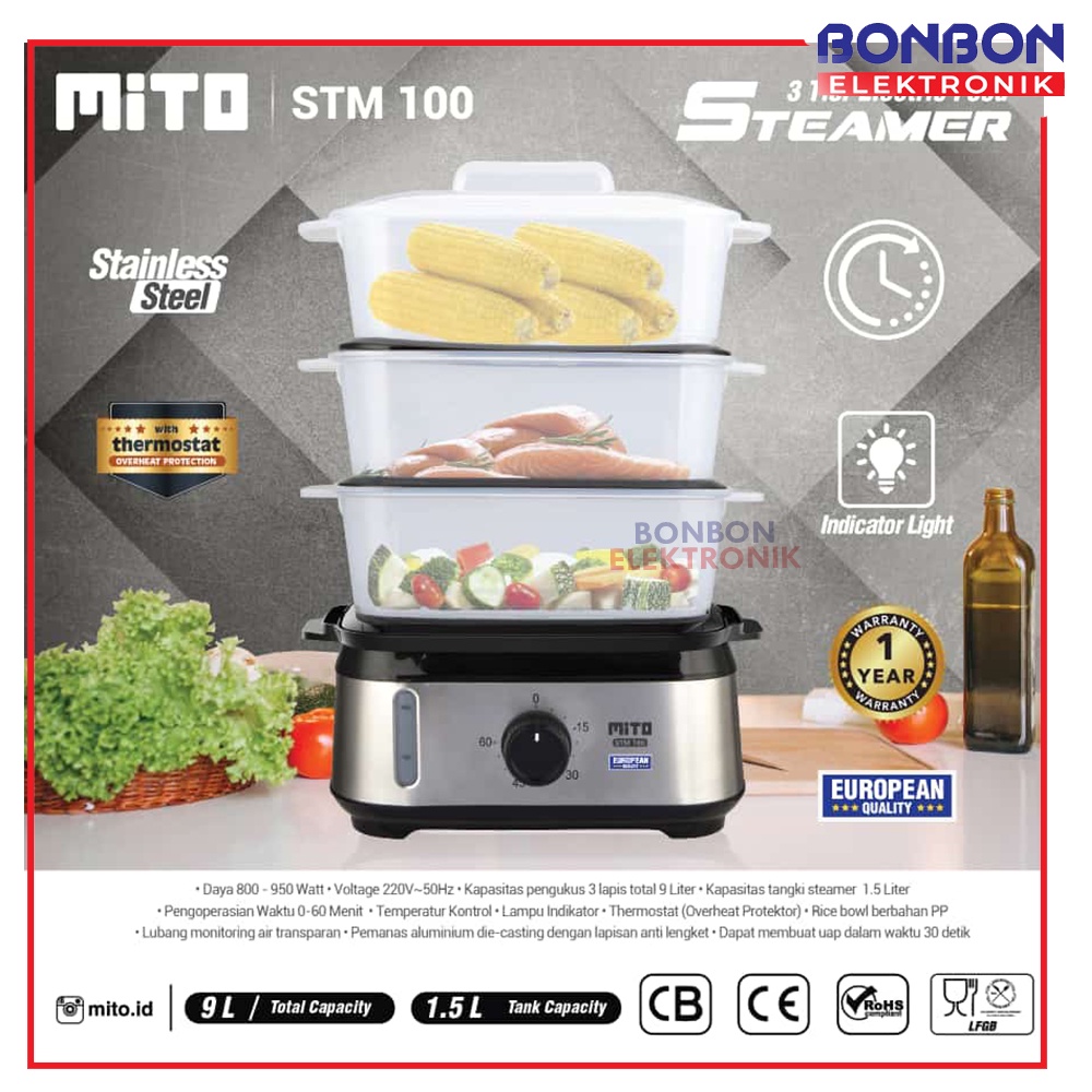 Mito Electric Food Steamer STM 100 / STM100 Pengukus Makanan