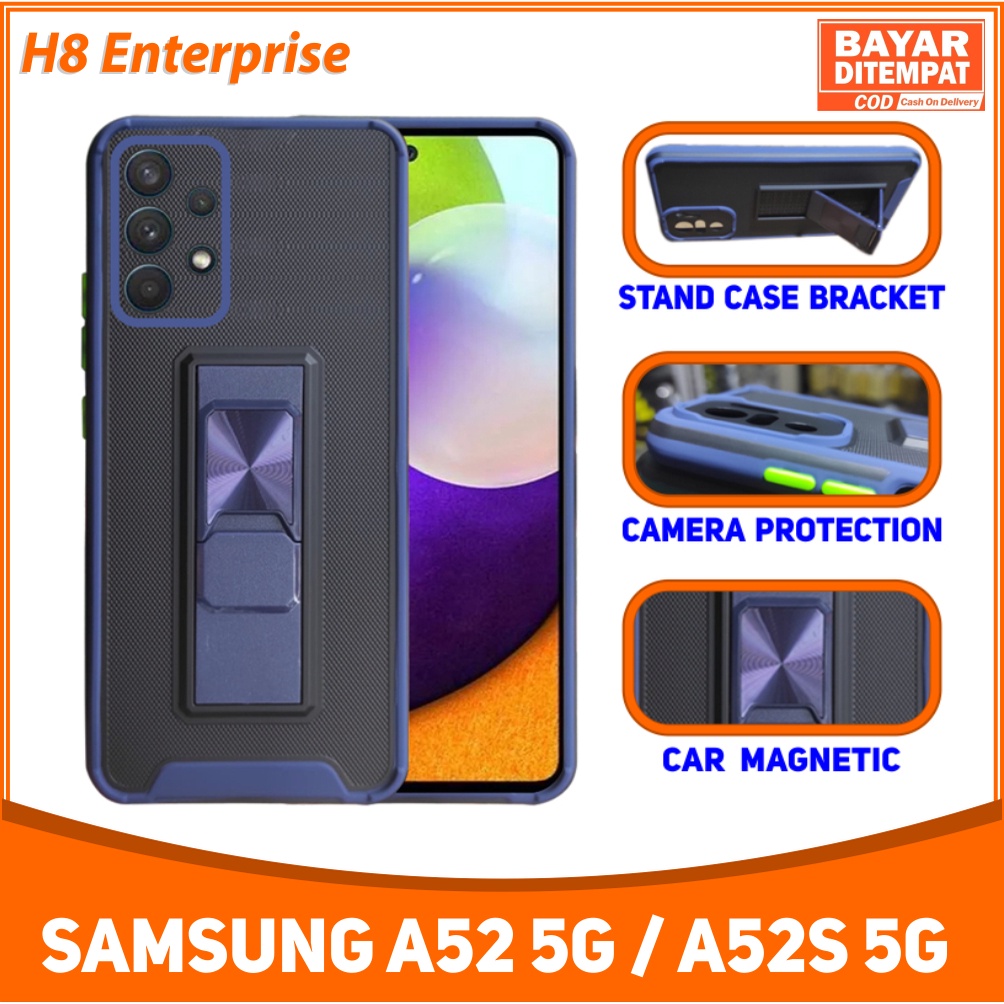 Casing Samsung Galaxy A52 Ultimate Luxury Aero Fiber HardCase Carbon Armor Kickstand Magnetic