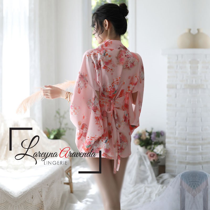 Set Lingerie + G String Sexy Model Kimono Mewah Sabuk Besar LG028