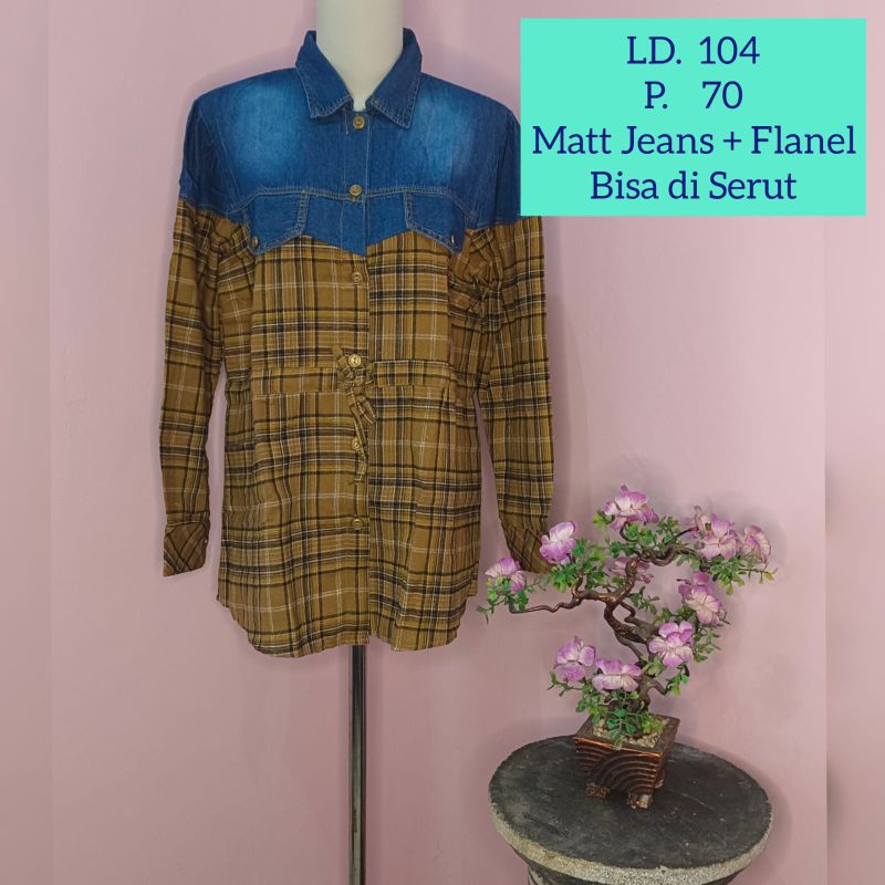 Kemeja Jeans Kombi Flanel