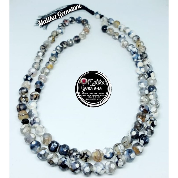 TASBIH BATU SNOWFLAK 99 BUTIR 8MM 100% NATURAL
