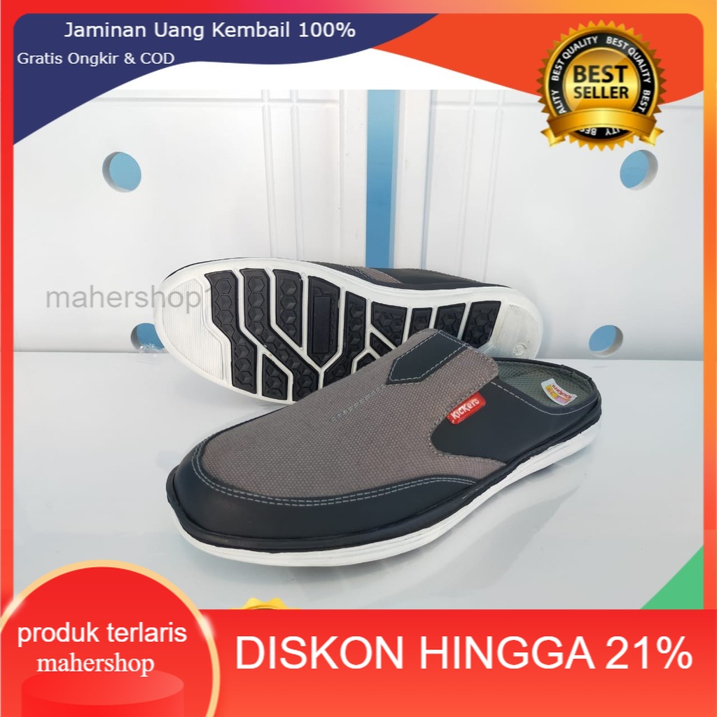 Sandal Casual Pria Kulit Asli Sapi Kickers Prime Grade Original Cowok Murah Santai Keren badung