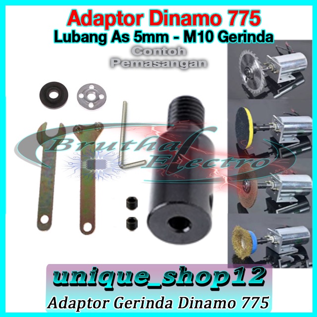 Chuck Adaftor Dinamo 775 As Shaft 5mm Jadi Gerinda Bor