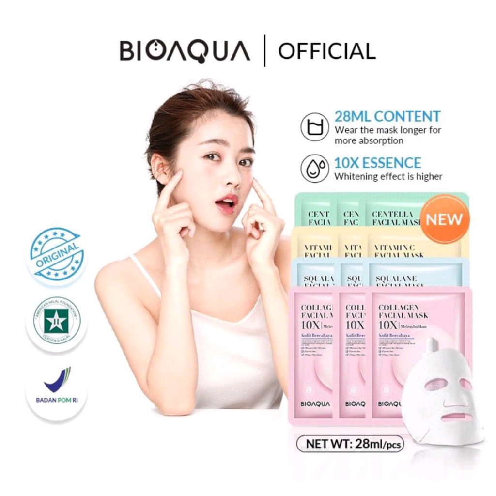 BPOM BIOAQUA Sheet mask 10X The Effect masker wajah Mask 28ml