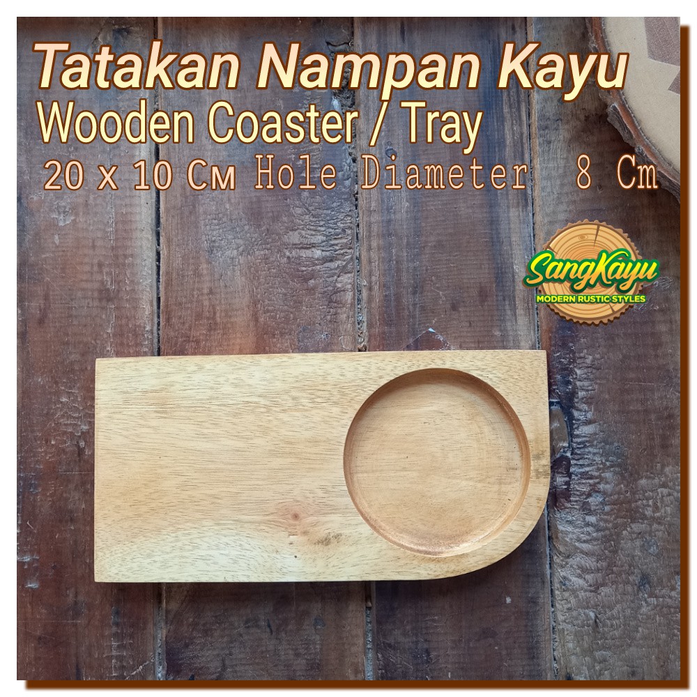 Wooden Coaster - tray 20 x 10cm tatakan cangkir gelas kopi nampan kayu