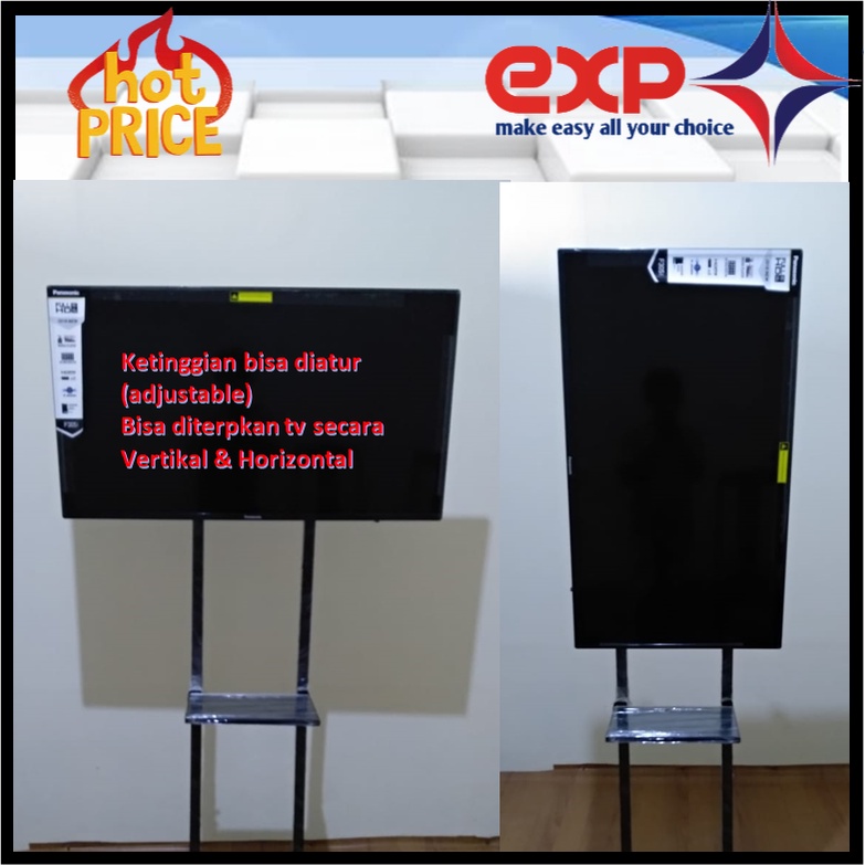 Garansi cocok!!! Bracket TV Standing 32&quot; s/d 65&quot; UNIVERSAL pakai RODA KOKOH 100% BESI MURNI-3