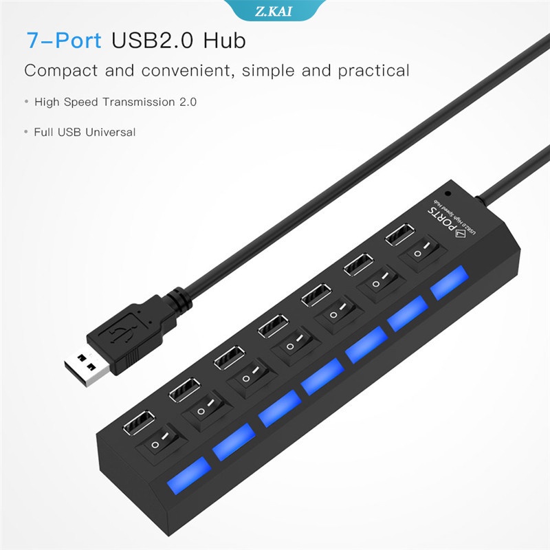 Hub Splitter Power Adapter Mini 4 / 7 Port USB 2.0 Multi USB Untuk PC / Laptop