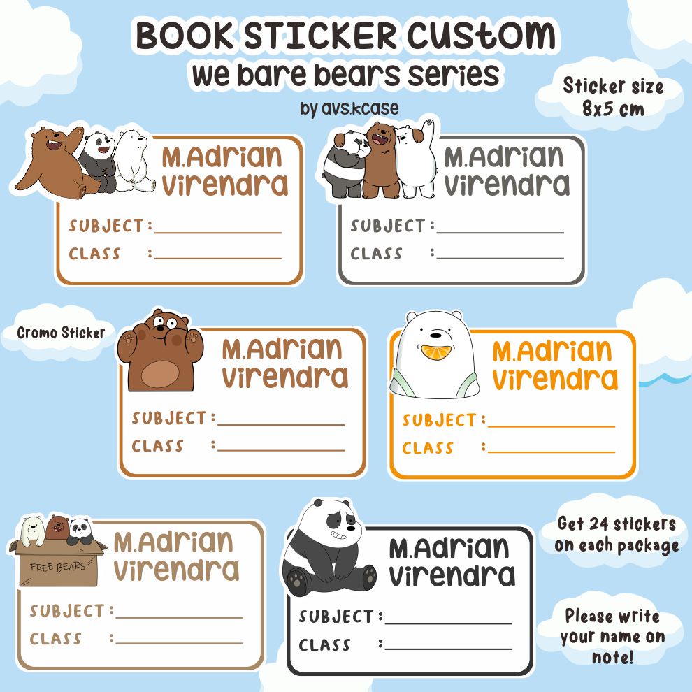 

Sticker Buku custom WE BARE BEARS SERIES