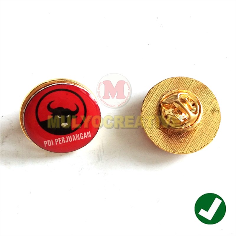 Pin Partai PDIP Bulat - Pin Logo Partai PDI Perjuangan Ukr. 2 Cm