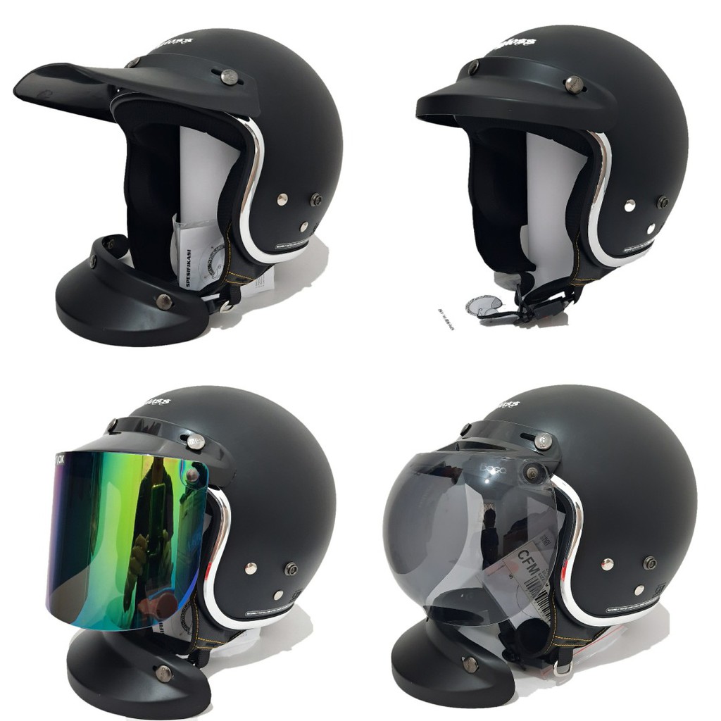 Helm Cargloss Retro Hitam Dof List Croom