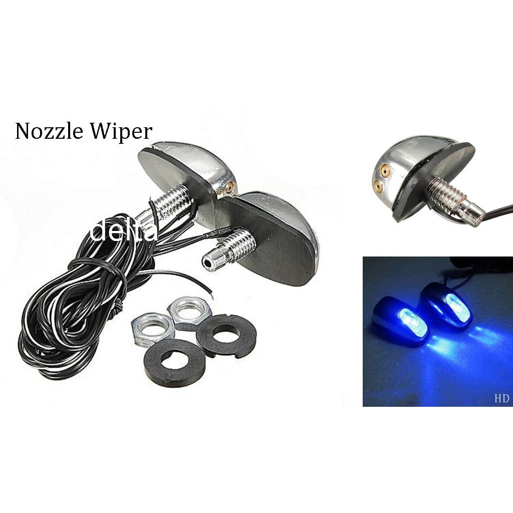 Mata Air Wiper /Washer Nozzle Wiper+ Lampu 2pcs chrome ( baca deskripsi)