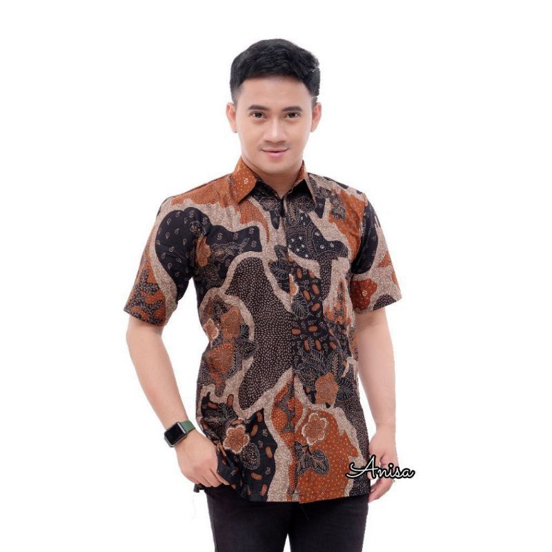 KEMEJA BATIK PRIA/BATIK PRIA/BATIK PRIA JUMBO/HEM BATIK PRIA JUMBO LENGAN PENDEK M L XL XXL 3XL 4XL 5XL