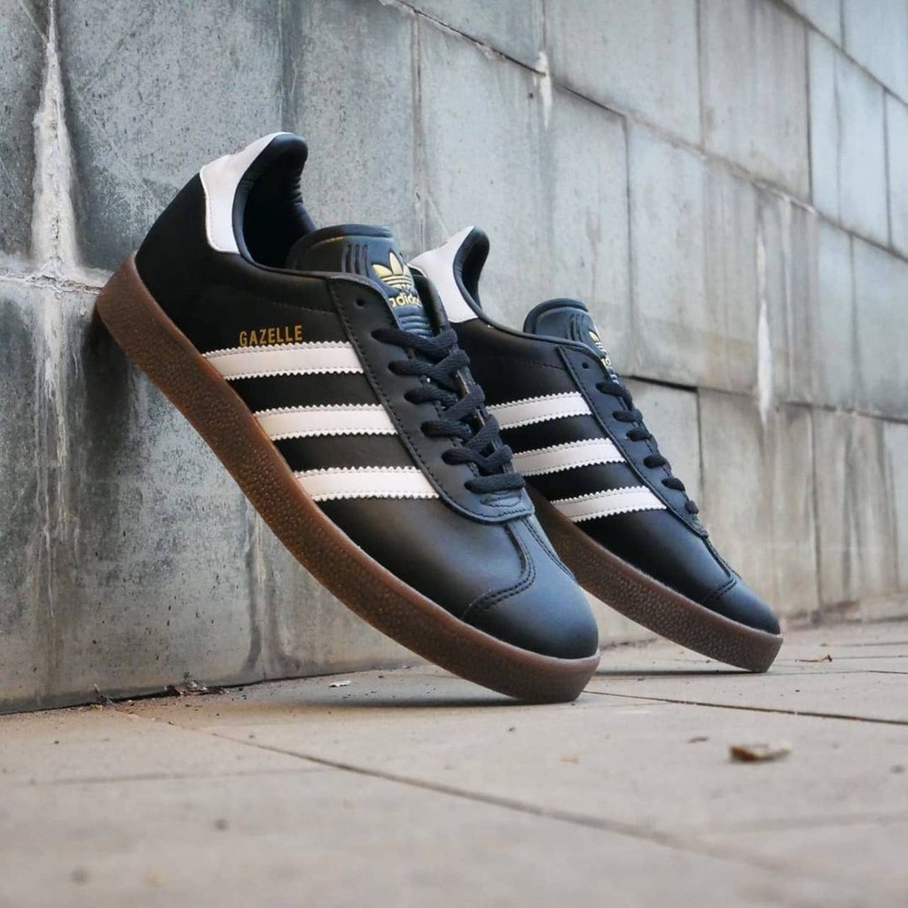 adidas gazelle black white gold