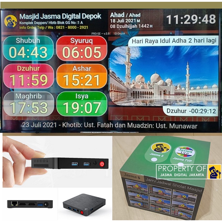 Jasma Digital Versi Spesial Edition - Jam masjid waktu sholat pakai TV - Jasma 5 -JWS TV