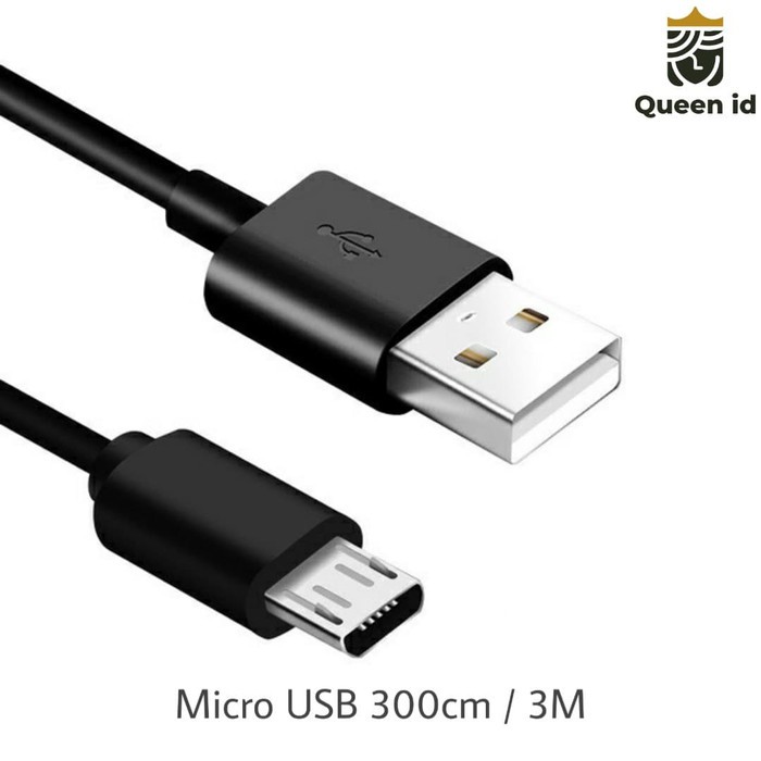 Kabel Data Charger Micro USB 300cm 3M 2A - MicroUSB Cable