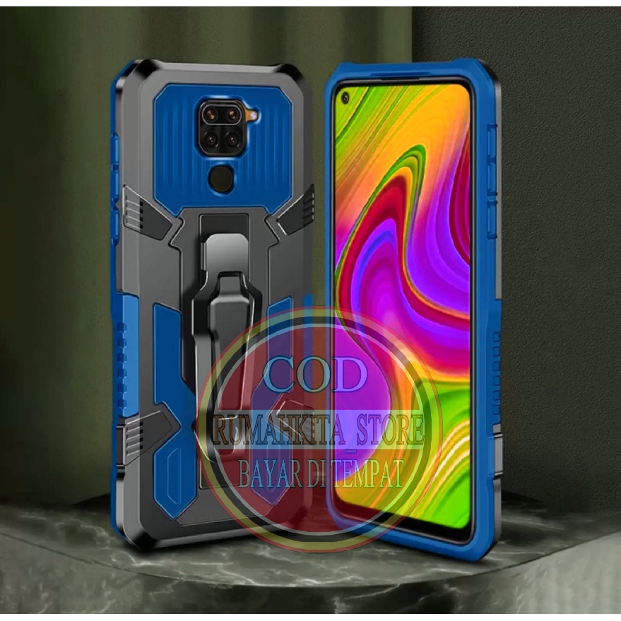 CASE HP XIAOMI REDMI NOTE 9 CASE ARMOR / TERBARU SHOCKPROOF KICKSTAND CLIP RUGGED ARMOR HYBRID HARD