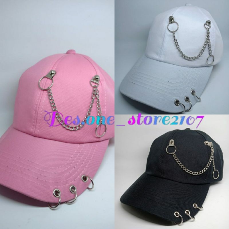 topi baseball cincin rante/ topi baseball rante panjang / topi kpop / topi pria / topi wanita