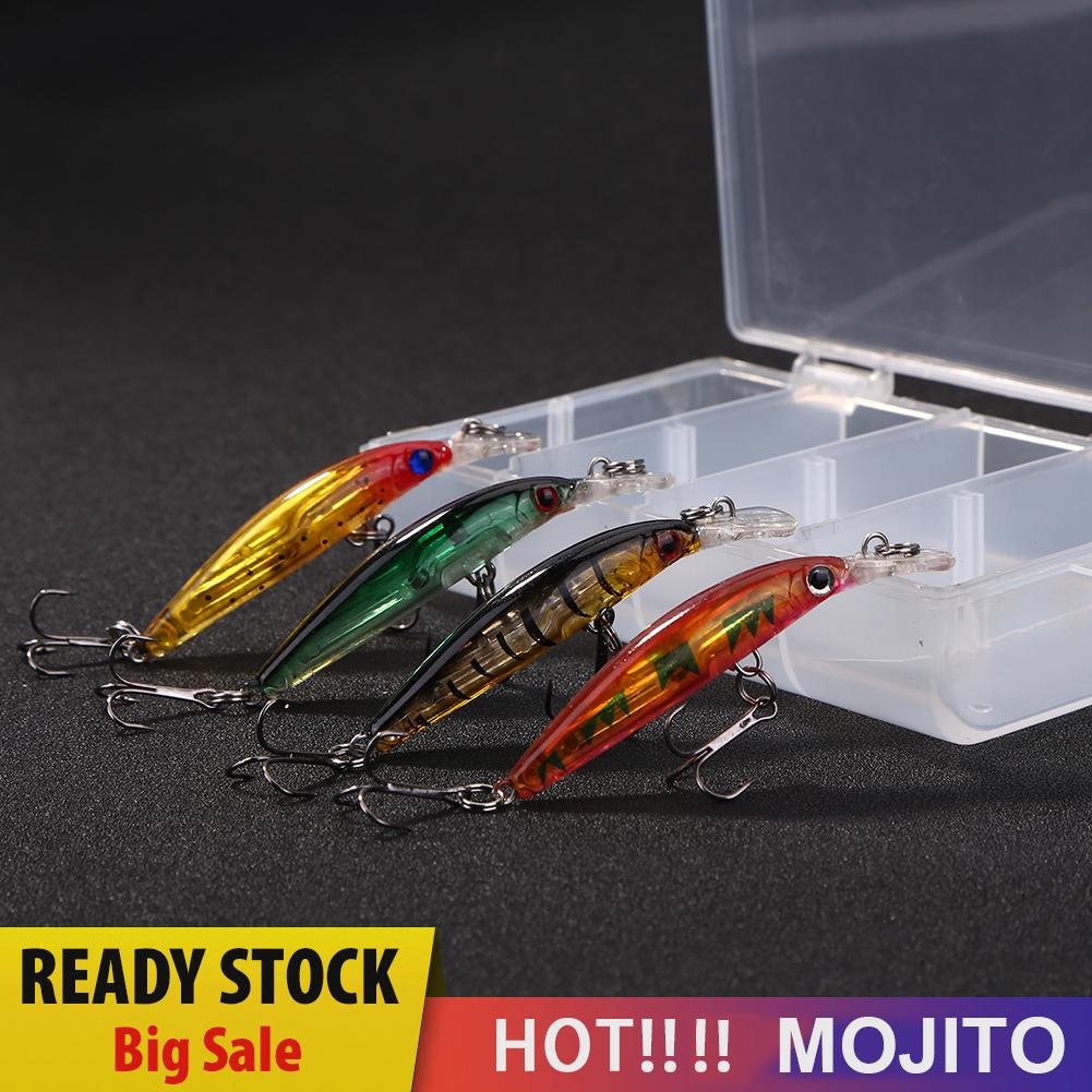 4pcs Umpan Pancing Ikan Minnow Dengan Kail Treble Wobblers