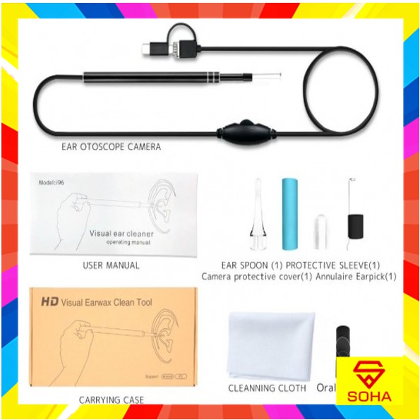 i93 USB Ear Cleaning Endoscope Visual Earpick Mini Camera 1.3 MP Endoskopi Ear Spoon STRDY