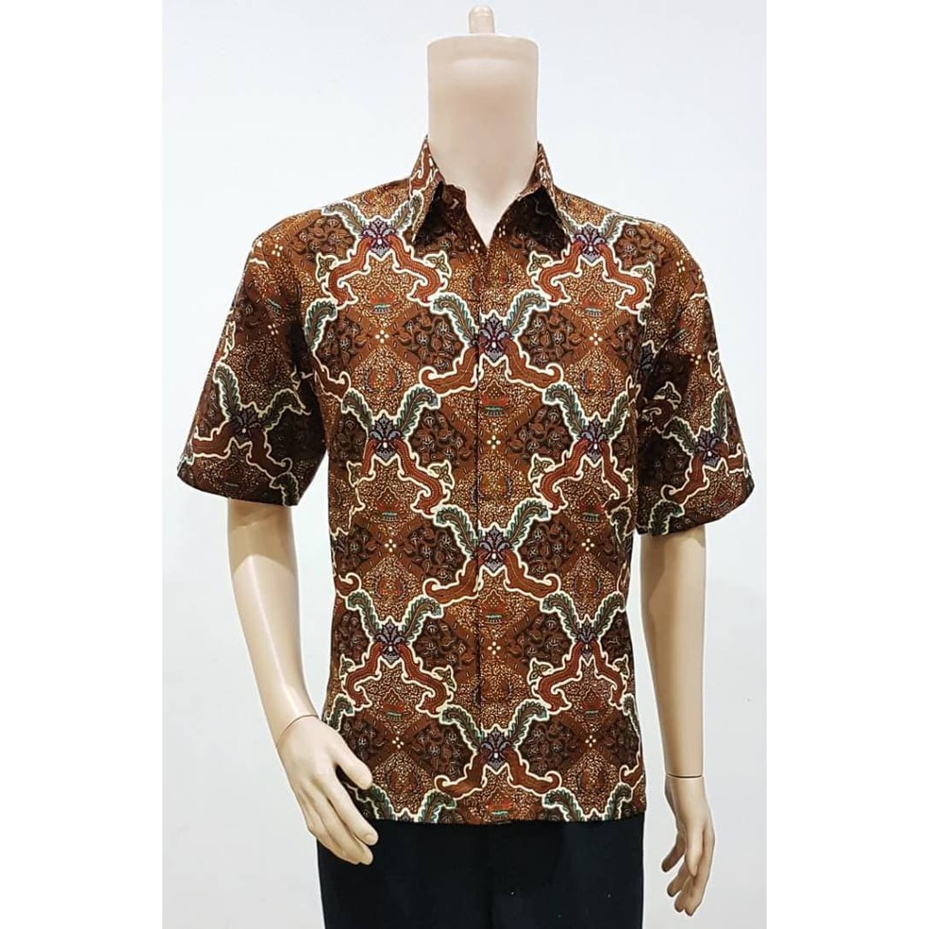 HEM KEMEJA BATIK LENGAN PENDEK PRIA KOTAK BERAS