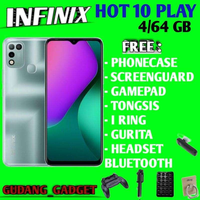 INFINIX HOT 10 PLAY 4/64 RAM 4GB ROM 64GB GARANSI RESMI