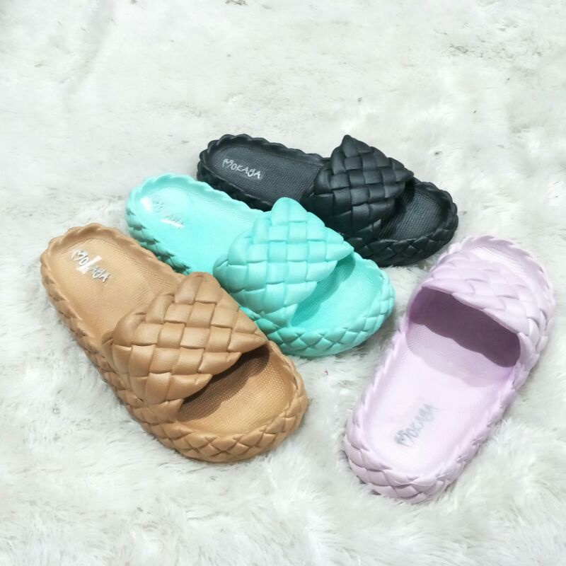 sandal selop jelly wanita Mokaya - slipper slip on cewek bahan karet ringan empuk murah