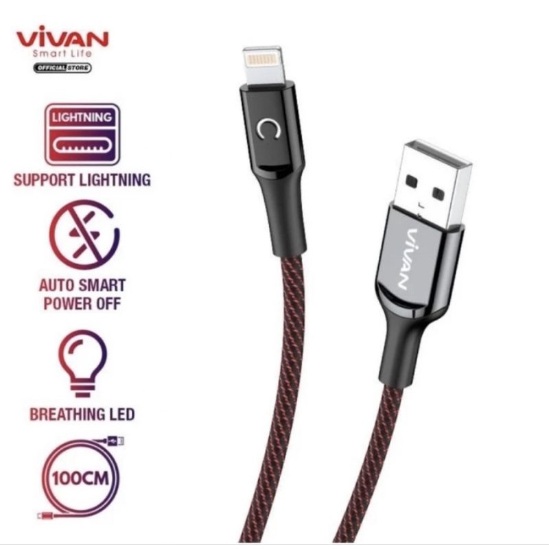 VIVAN VZL-100 Kabel Data Charger Lighting Auto Smart Power Off