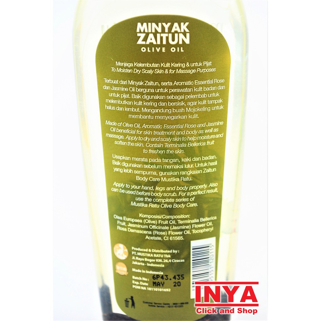 MINYAK ZAITUN MUSTIKA RATU OLIVE OIL 175ml - Pelembab Kulit