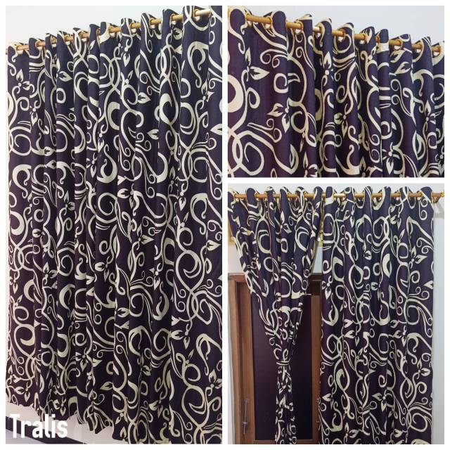 Gorden Pintu Jendela  Ring Smokring Motif  Bunga  Shabby 