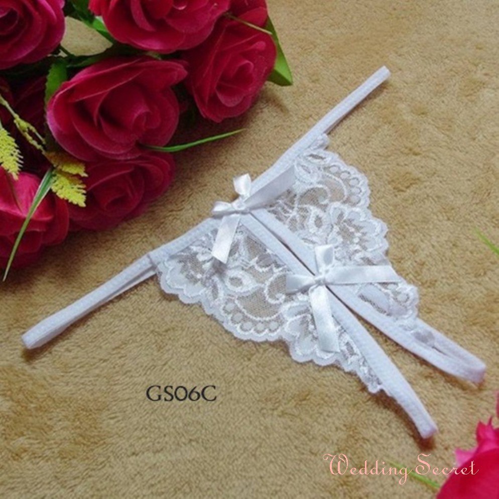 G STRING SEKSI OPEN CROTCH LACE BROKAT  PUTIH- GS06C