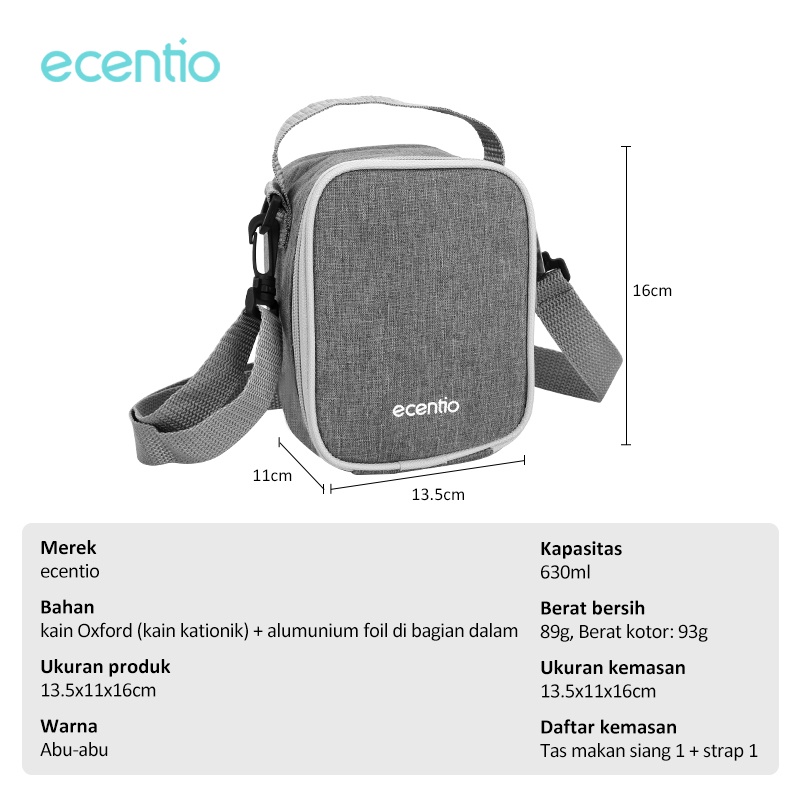 ecentio tas cangkir sup aluminium 650ml/tas kotak makan set soup cup/lunch bag aluminium foil/tas termos air panas portable/tas Tempat makanan