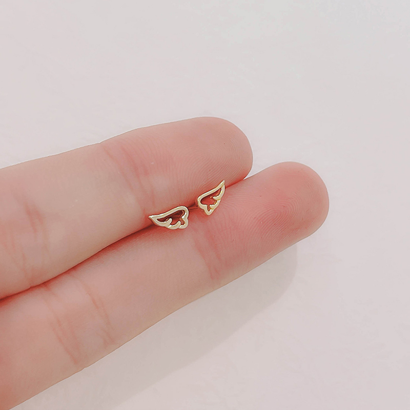 Anting Pejantan Sayap Malaikat Cute Angle Wing Stud Earrings Trendy Korea Women Girl Party Earring Jewelry Student Gift