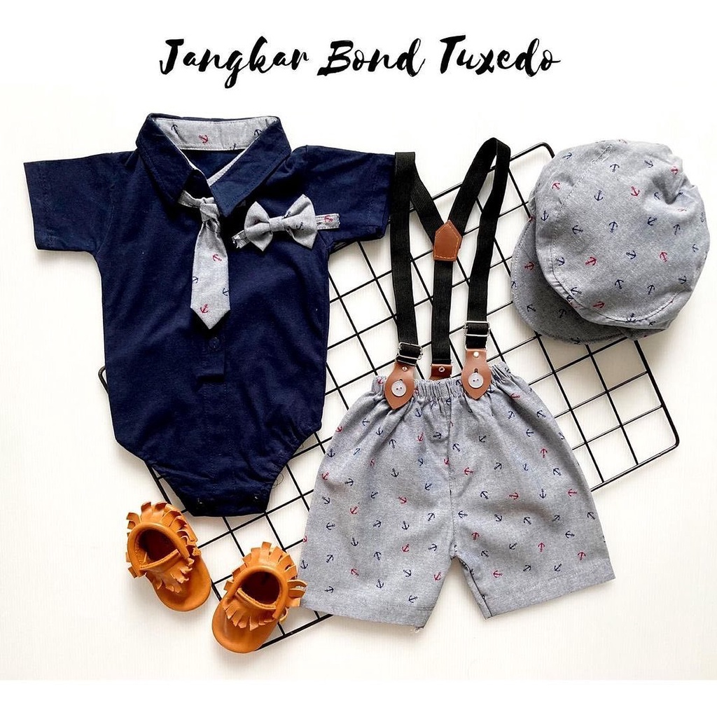 JANGKA / AT WORK (dpt 2dasi) Tuxedo setelan Baju Kemeja celana pergi jalan lucu fashion anak bayi cowok laki murah impor Terlaris