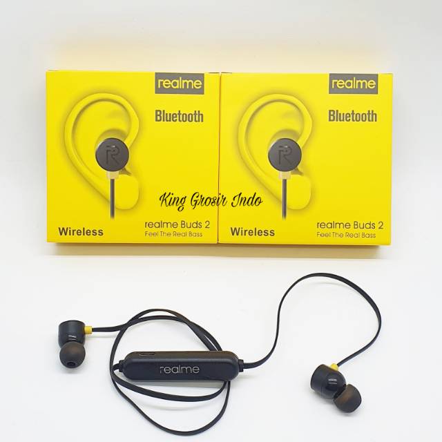 Headset Bluetooth Realme Buds 2 Stereo Wireless Feel the Real Bass Headset Bluetooth