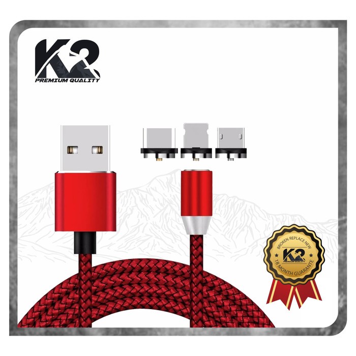 KABEL CAS MAGNET 3 IN 1 / KABEL CHARGER MAGNETIC 3 IN 1 FAST CHARGING 2.4A DENGAN LED INDIKATOR