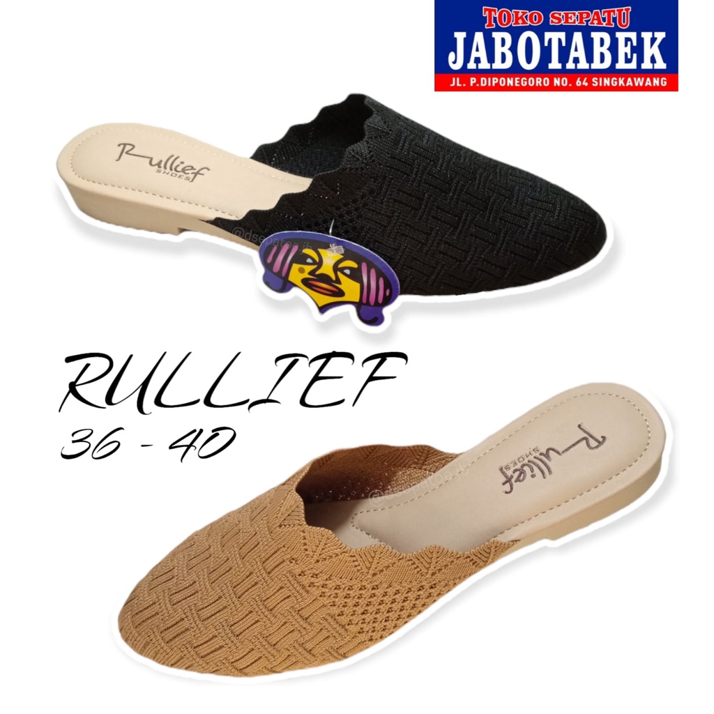 [COD] Sepatu sandal wanita flat rajut RULLIEF size 36-40 Sendal Bustong wanita kain fabric model ter