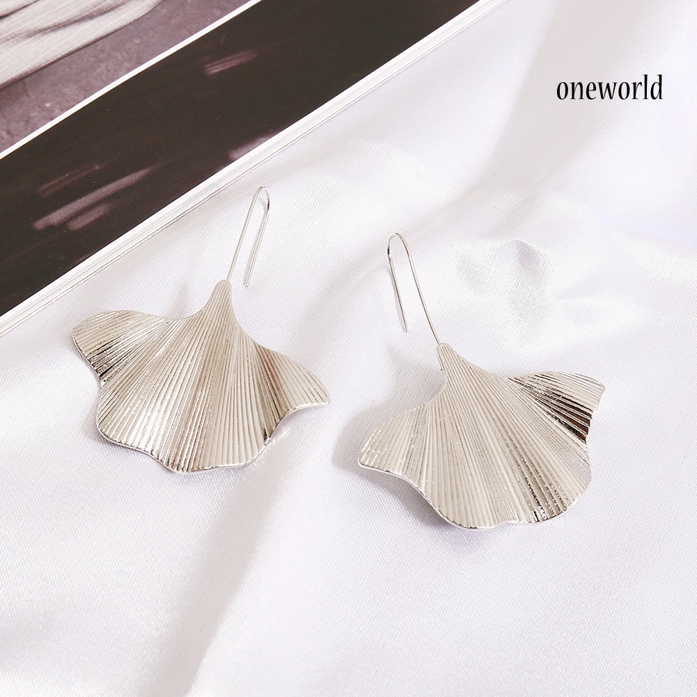 OW# Women Ginkgo Leaf Dangle Drop Geometric Hook Earrings Statement Party Jewelry