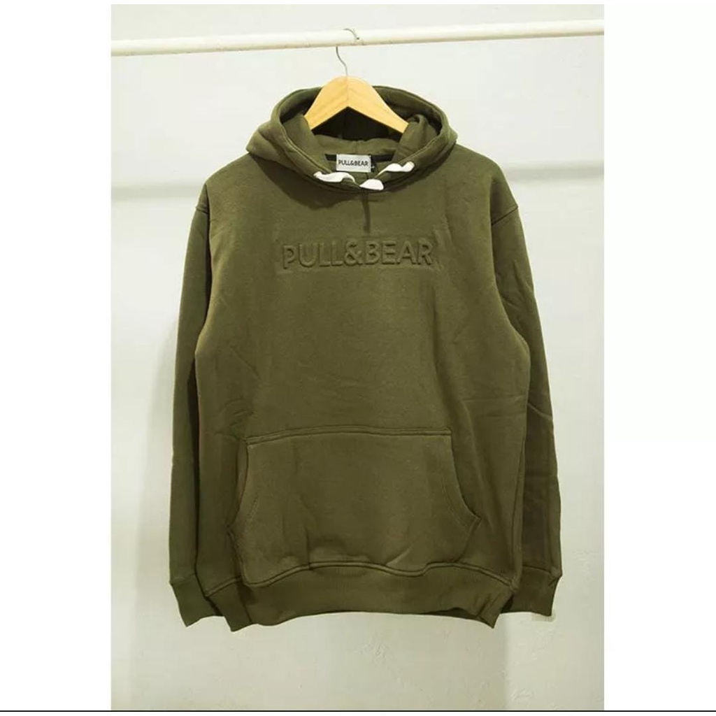 Idola Pashion - Sweater Hoodie Pull And Bear Hijau Premium Unisex Bahan Flece Tebal Gramasi 280