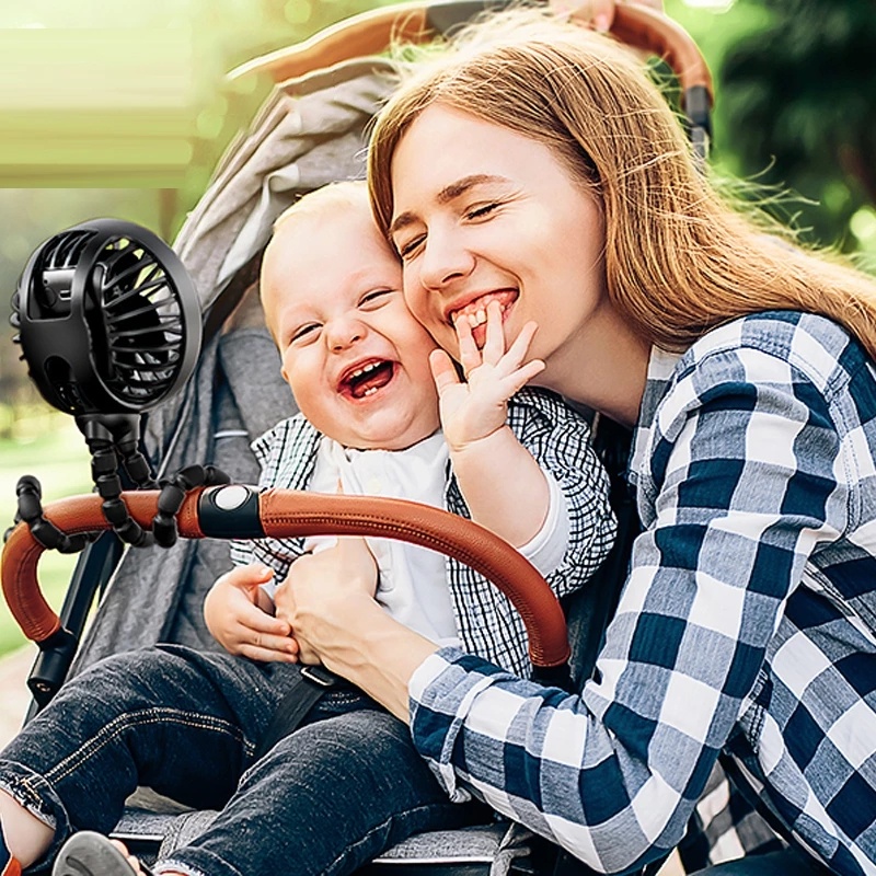 Flexible Kipas Angin Mini Portabel Fleksibel Dapat Diisi Ulang Untuk Stroller Bayi