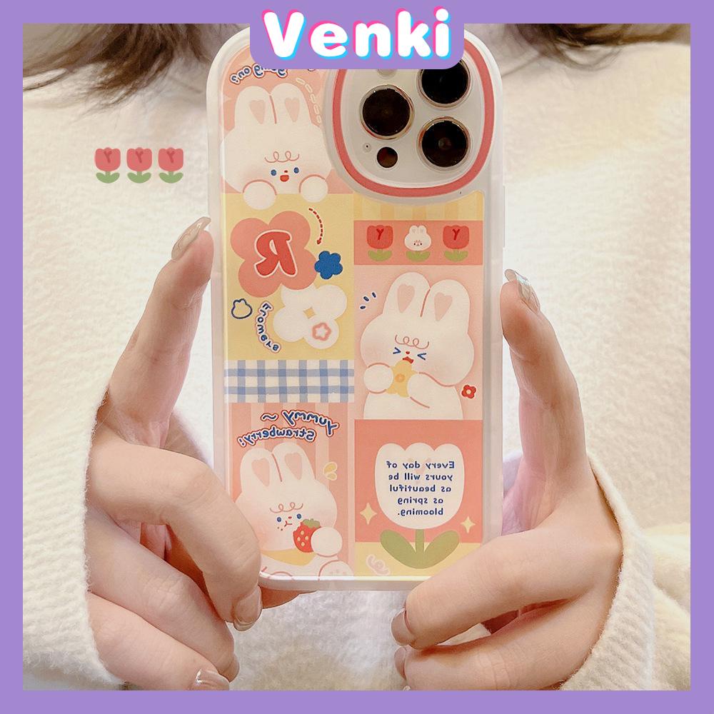 iPhone Case Silicone Soft Case Clear Case TPU Airbag Shockproof Full Coverage Protection Camera Pink Rabbit Cute For iPhone 13 Pro Max iPhone 12 Pro Max iPhone 11 iPhone 7 Plus