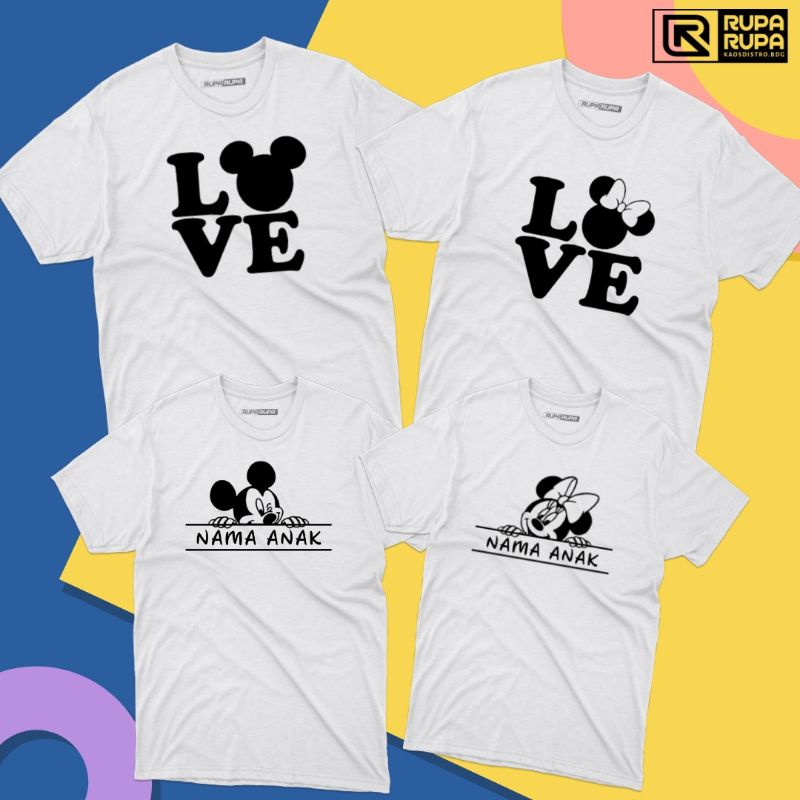 Kaos Couple Keluarga Mickey Mouse Free Nama Anak
