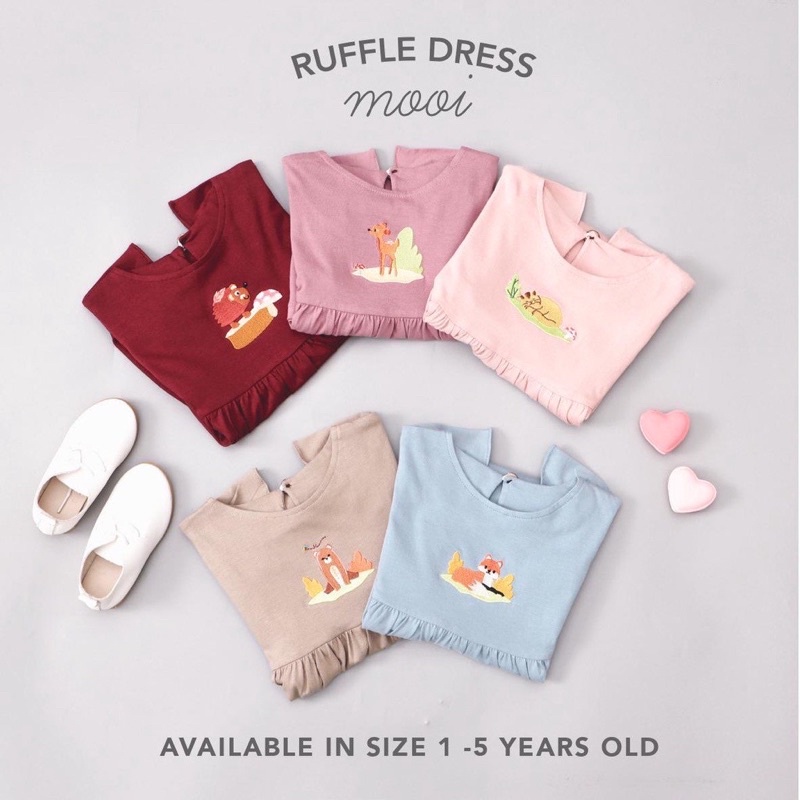 Mooi Ruffle Dress Anak Baju Anak Perempuan