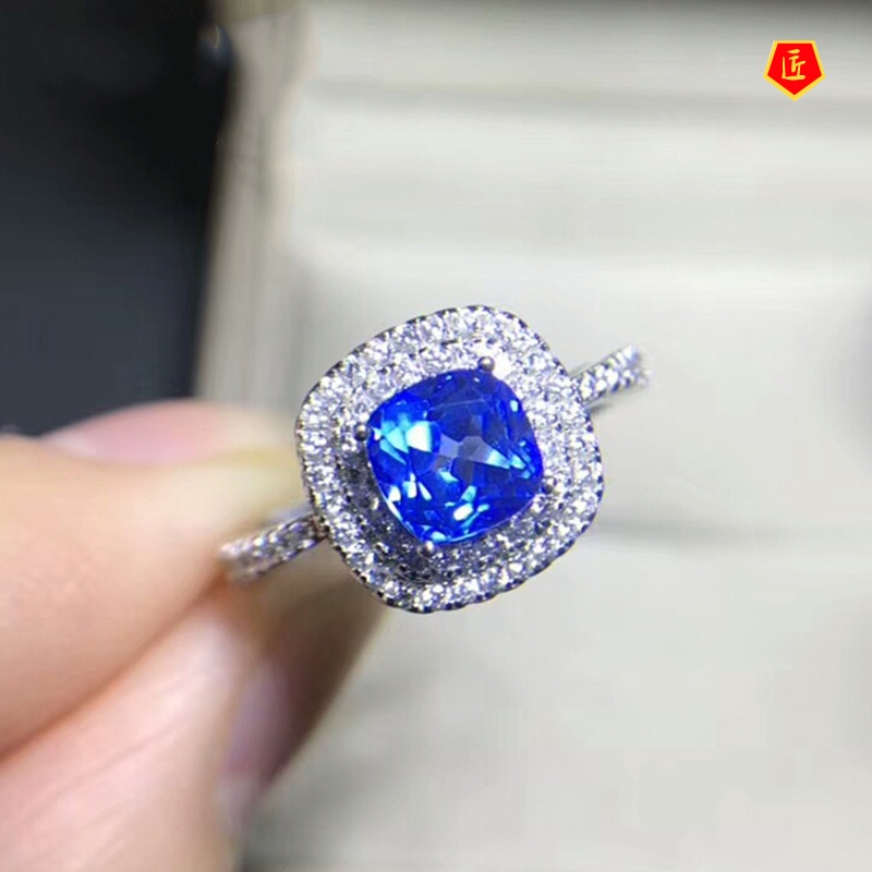 [Ready Stock]S925 Silver Blue Topaz Gemstone Ring