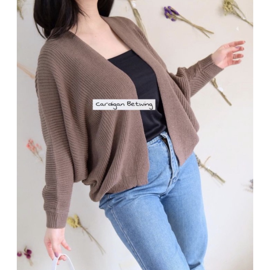 [COD] CARDIGAN BATWING CROPE  RAJUT KALONG TEBAL LASPERAL