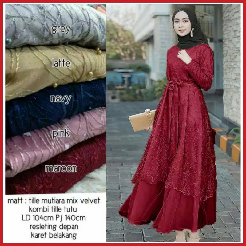 Baju gamis pesta mewah Gaun pesta Maxi palais Najwa Fashion Muslim
