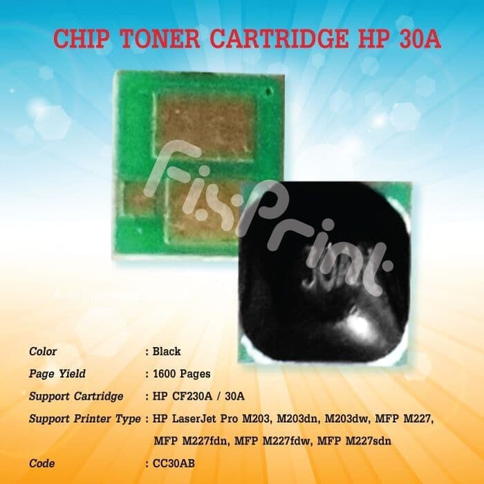 Chip Toner HP 30A CF230A Cartridge Printer M203 MFP M227fdn M227fdw FPS756